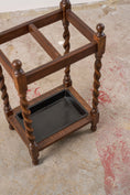 Load image into Gallery viewer, Vintage 1930s English Oak Barley Twist Umbrella/Stick Stand
