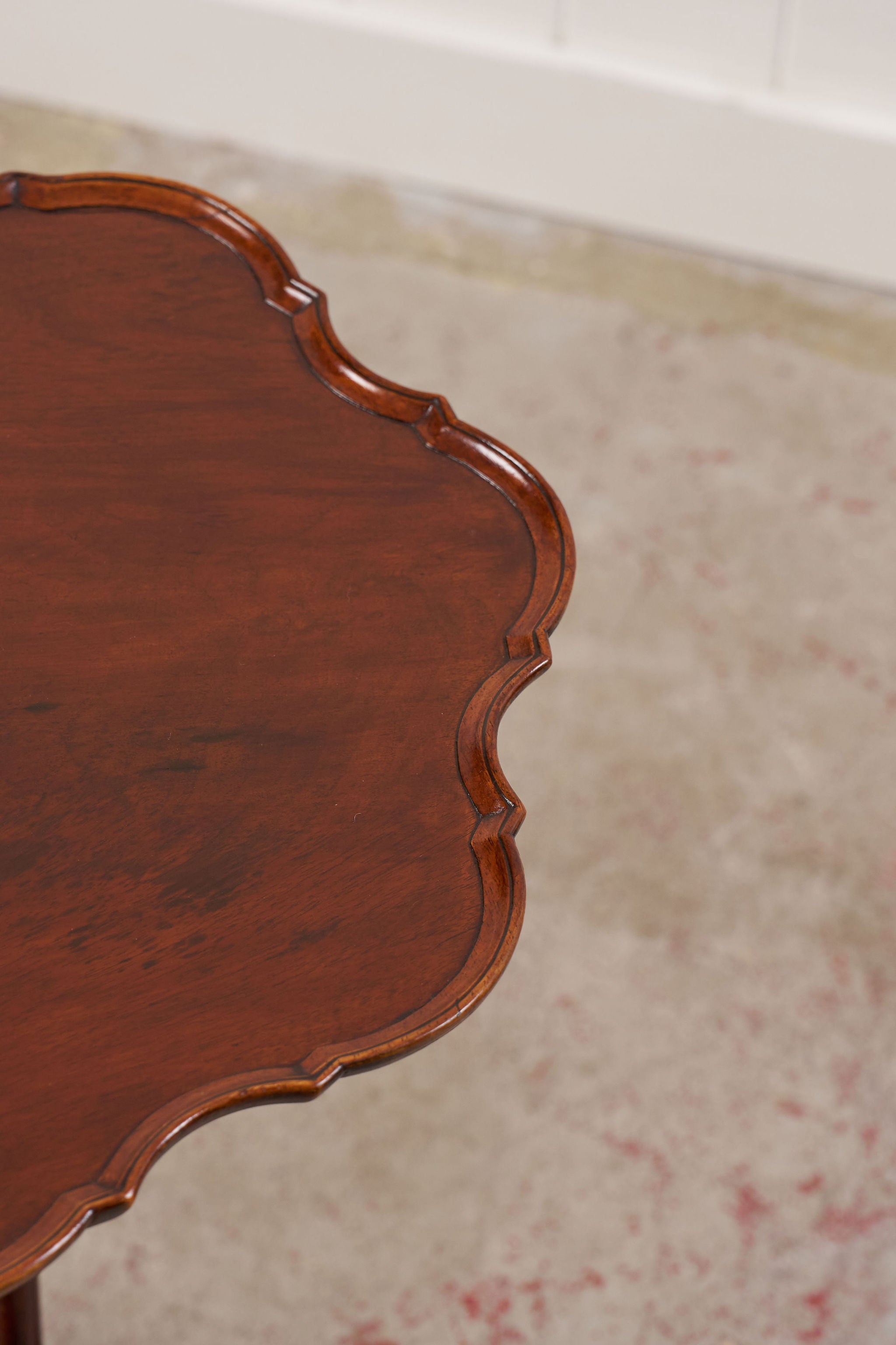 Mahogany Occasional Table, Three Turned Supports + Carved Feet (c. 1880)