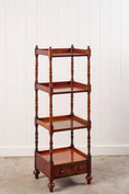 Load image into Gallery viewer, English Mahogany Four Tiered Whatnot with Bottom Drawer
