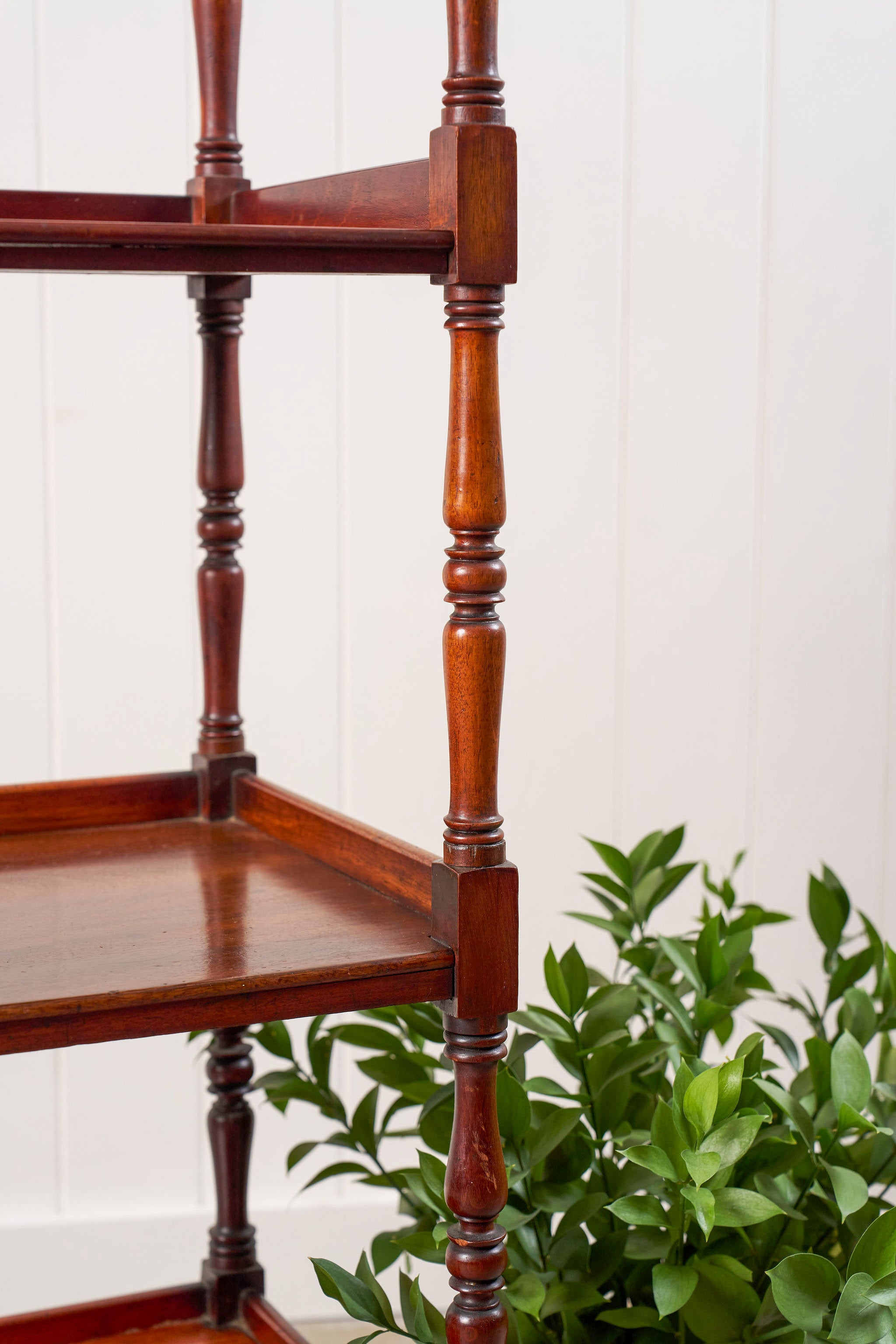 English Mahogany Four Tiered Whatnot with Bottom Drawer