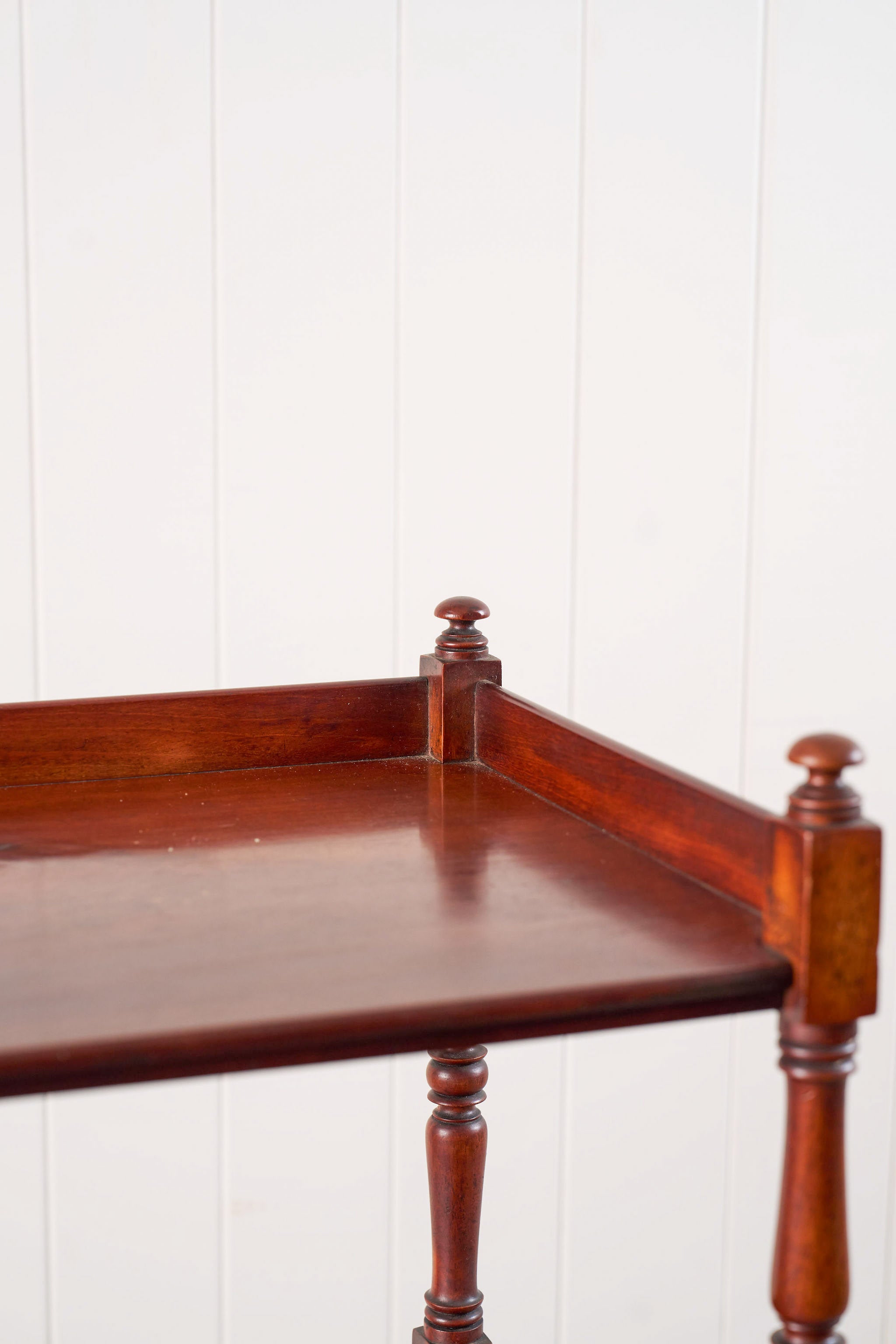 English Mahogany Four Tiered Whatnot with Bottom Drawer