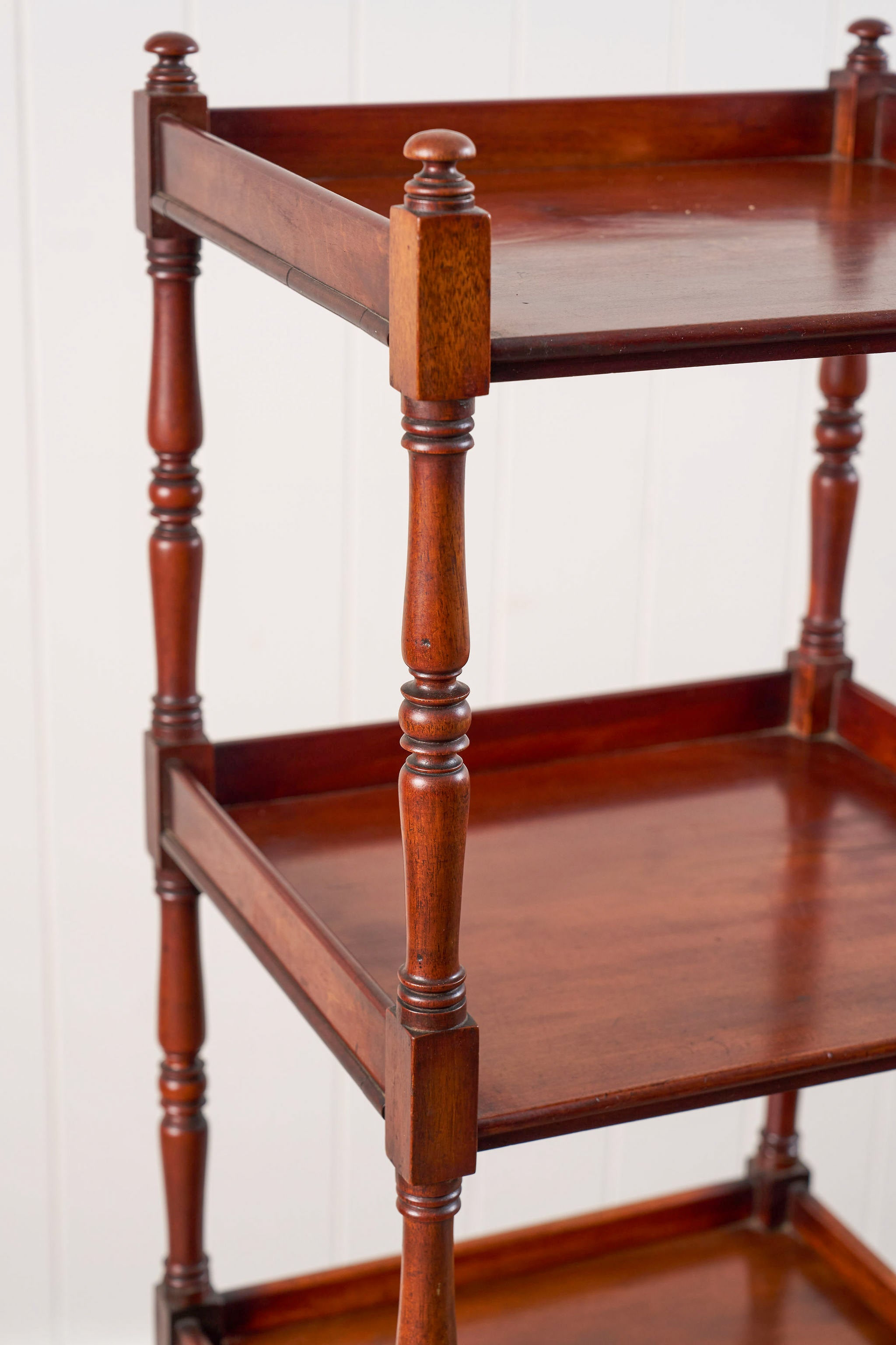 English Mahogany Four Tiered Whatnot with Bottom Drawer