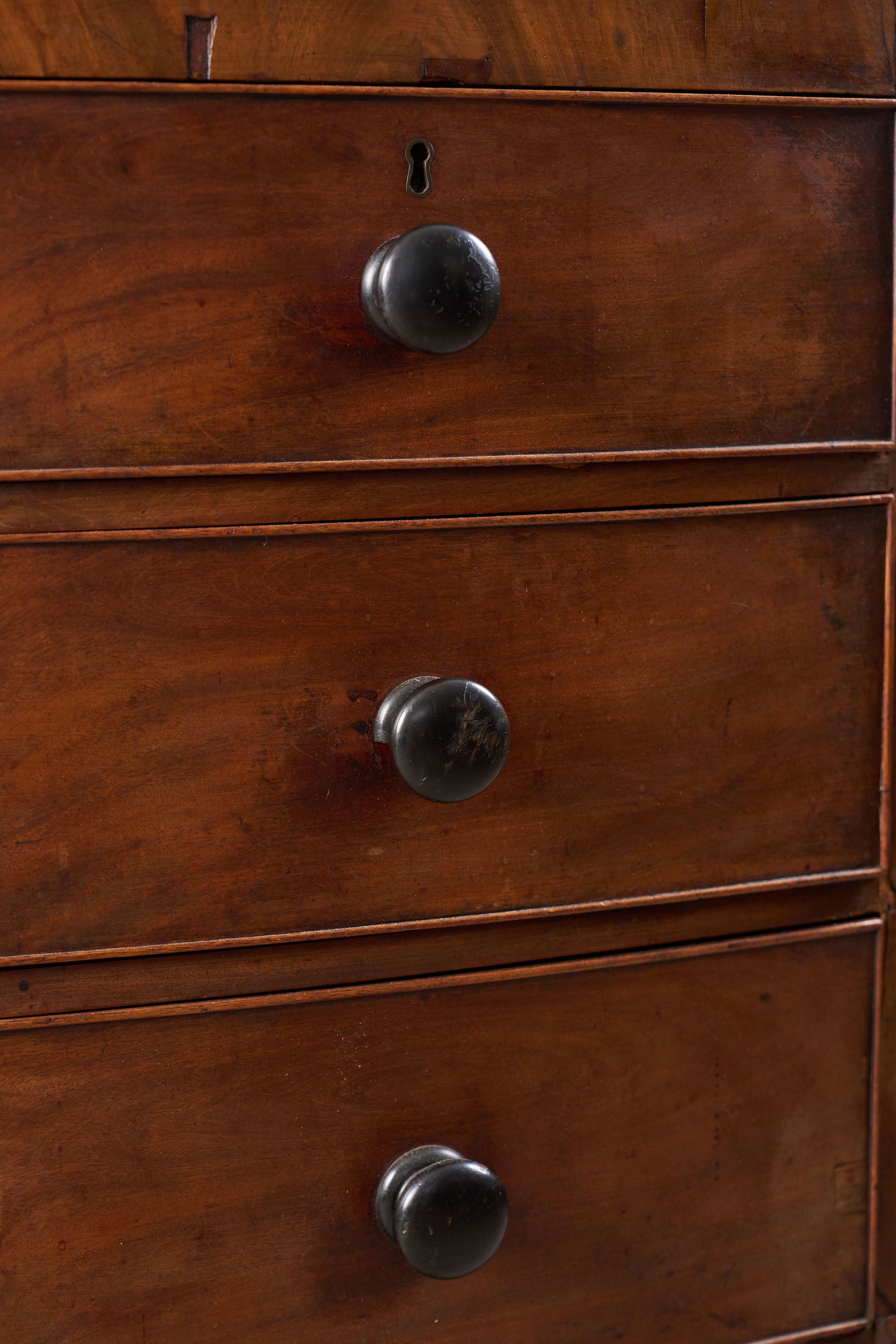 19th Century Walnut Bow Front Chest with Fluted Sides