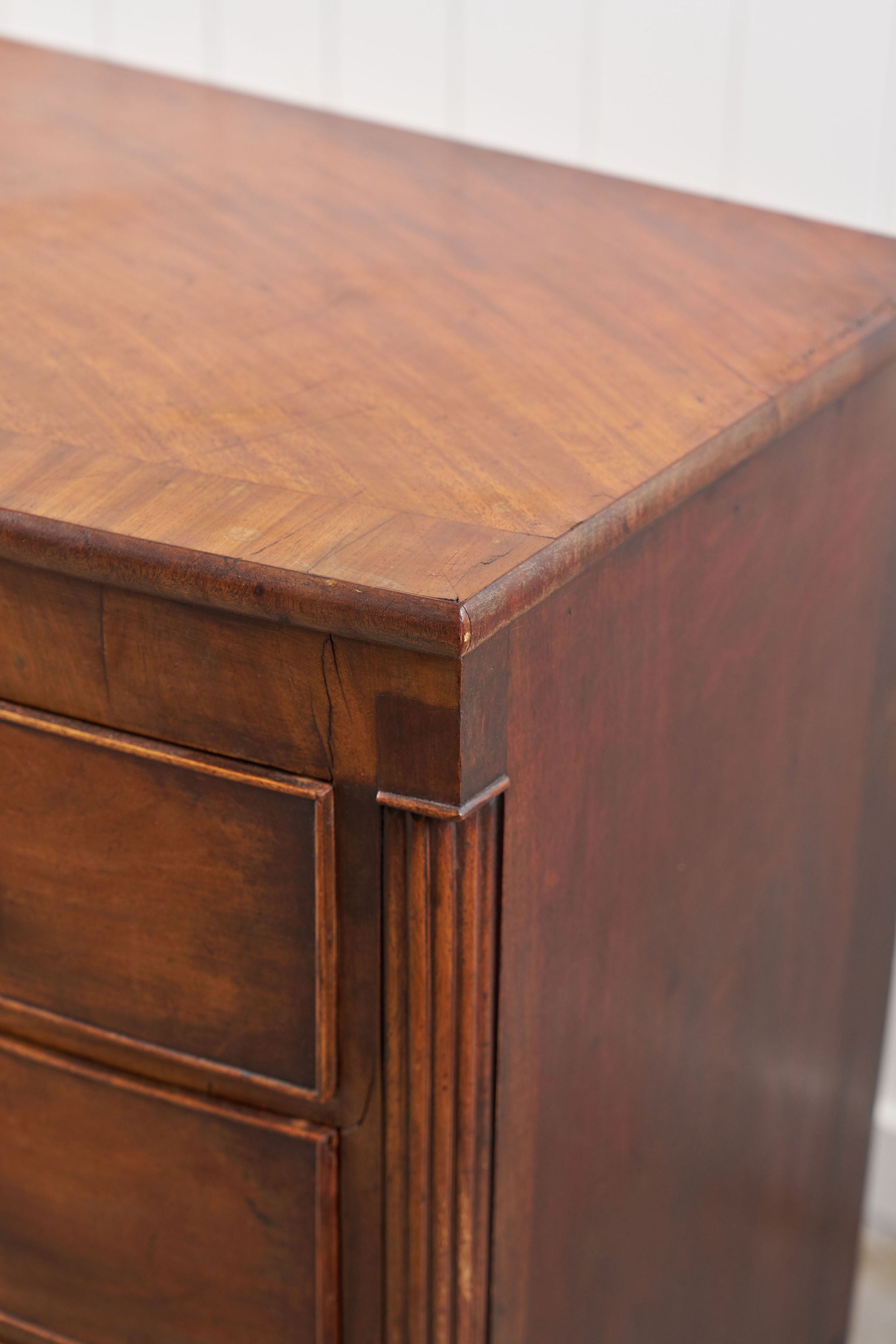 19th Century Walnut Bow Front Chest with Fluted Sides