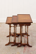 Load image into Gallery viewer, Set of Nesting Tables, Mahogany with Faux Bamboo Legs
