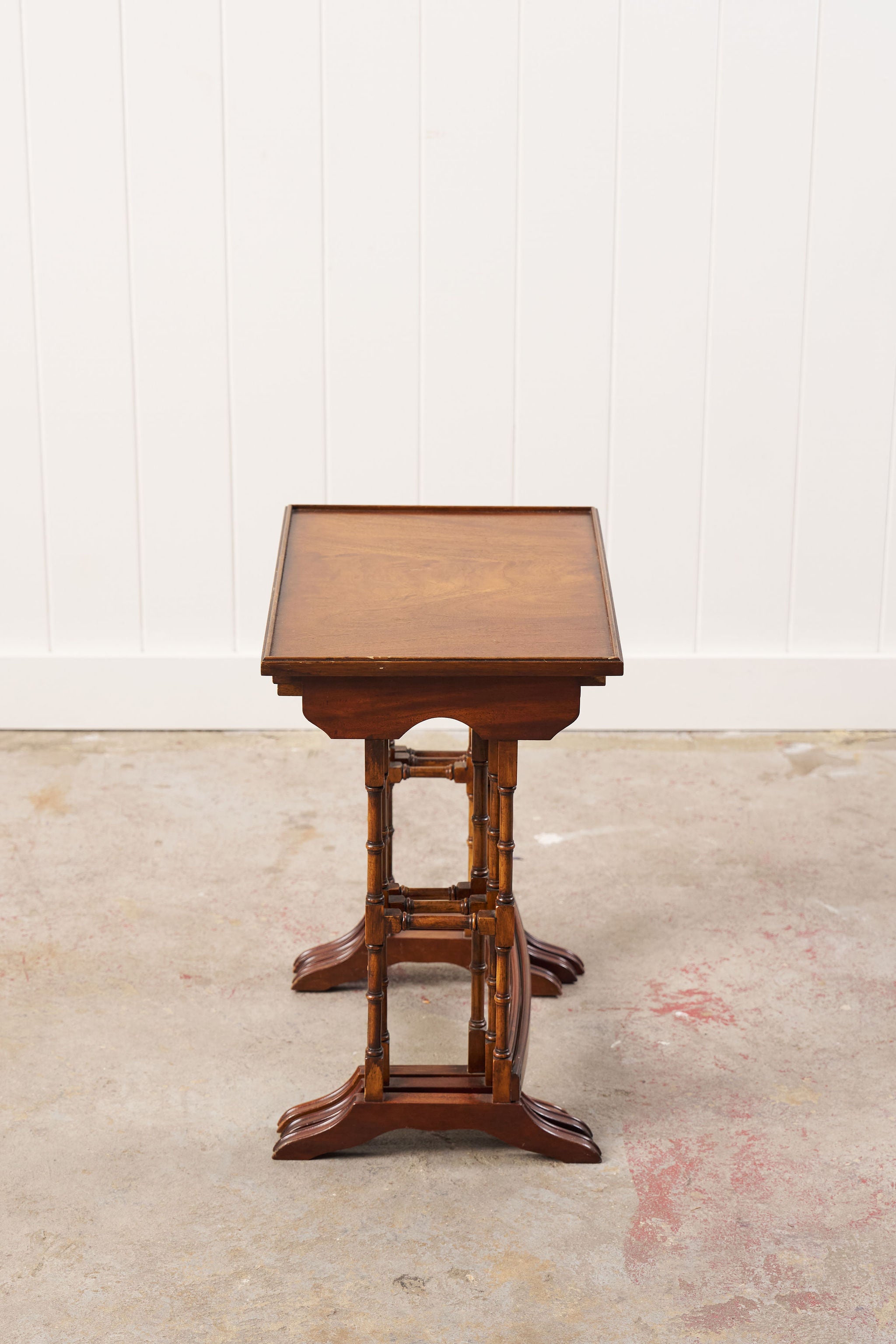 Set of Nesting Tables, Mahogany with Faux Bamboo Legs