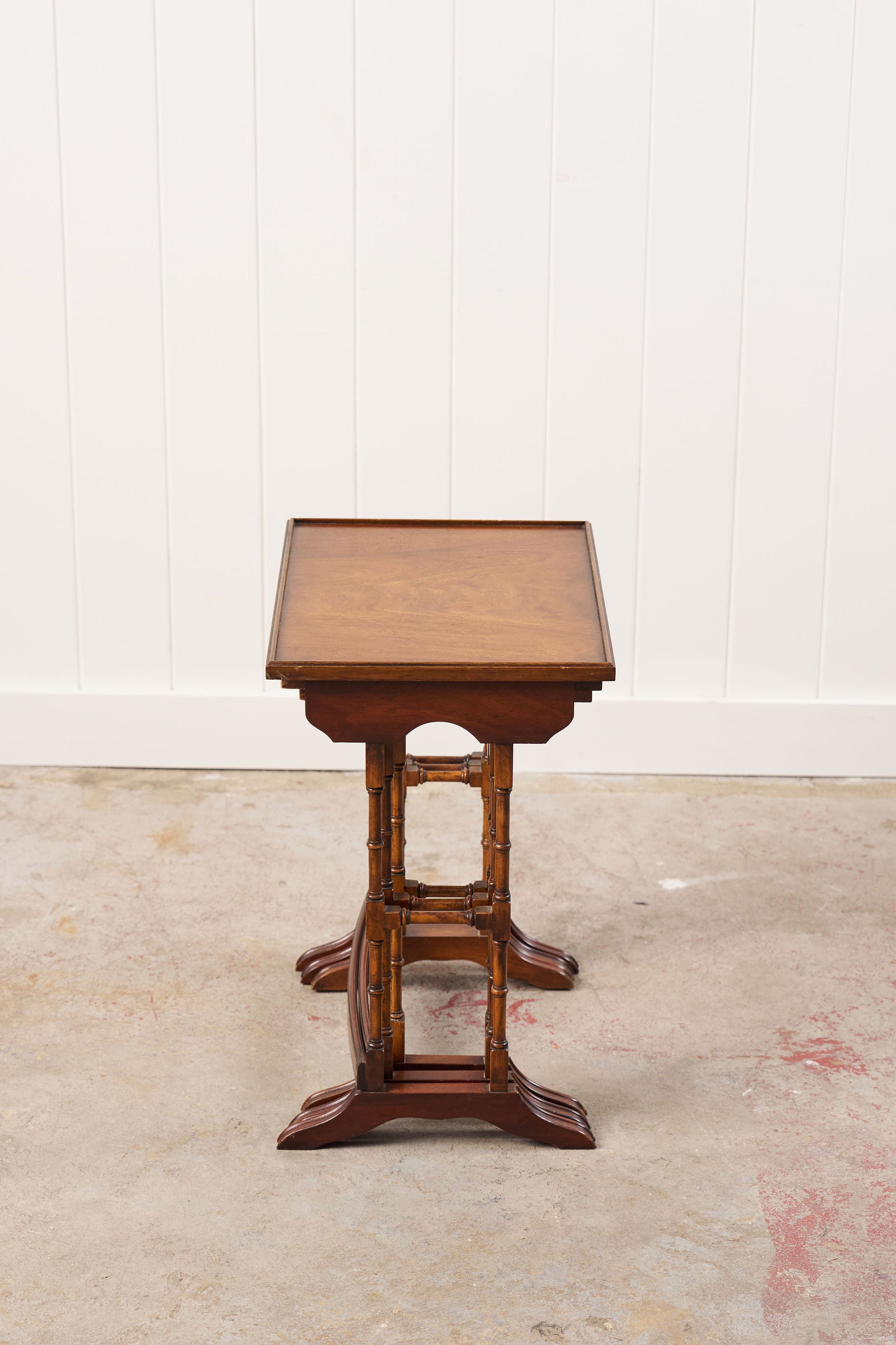 Set of Nesting Tables, Mahogany with Faux Bamboo Legs