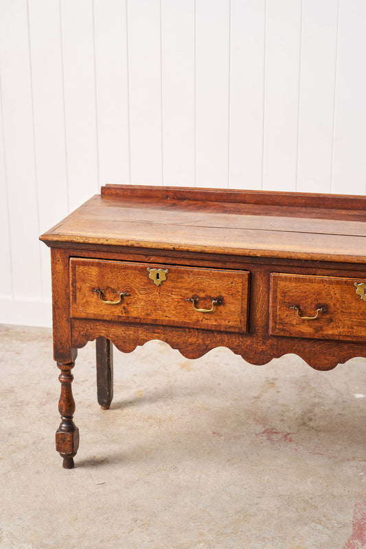 George III English Oak Sideboard with Scalloped Apron