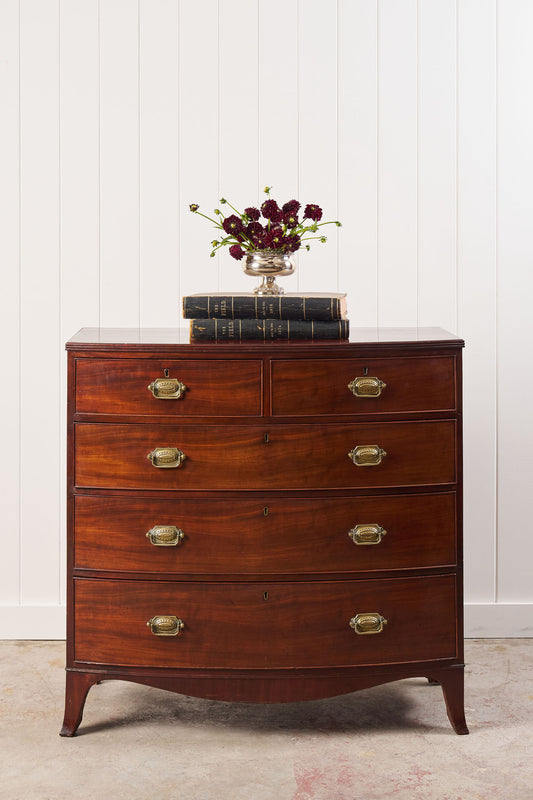 19th Century, George III, Mahogany Bow Front Chest