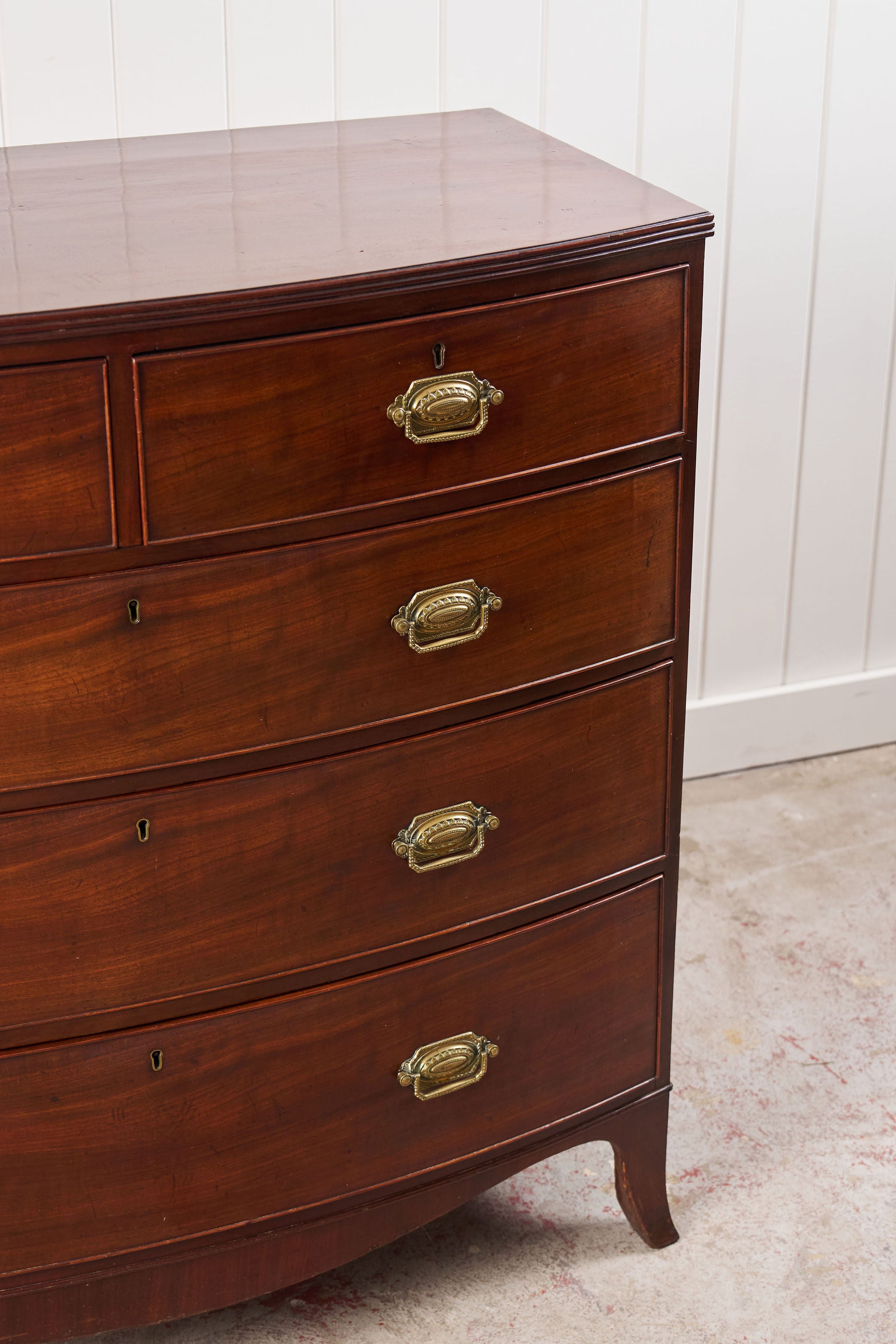 19th Century, George III, Mahogany Bow Front Chest