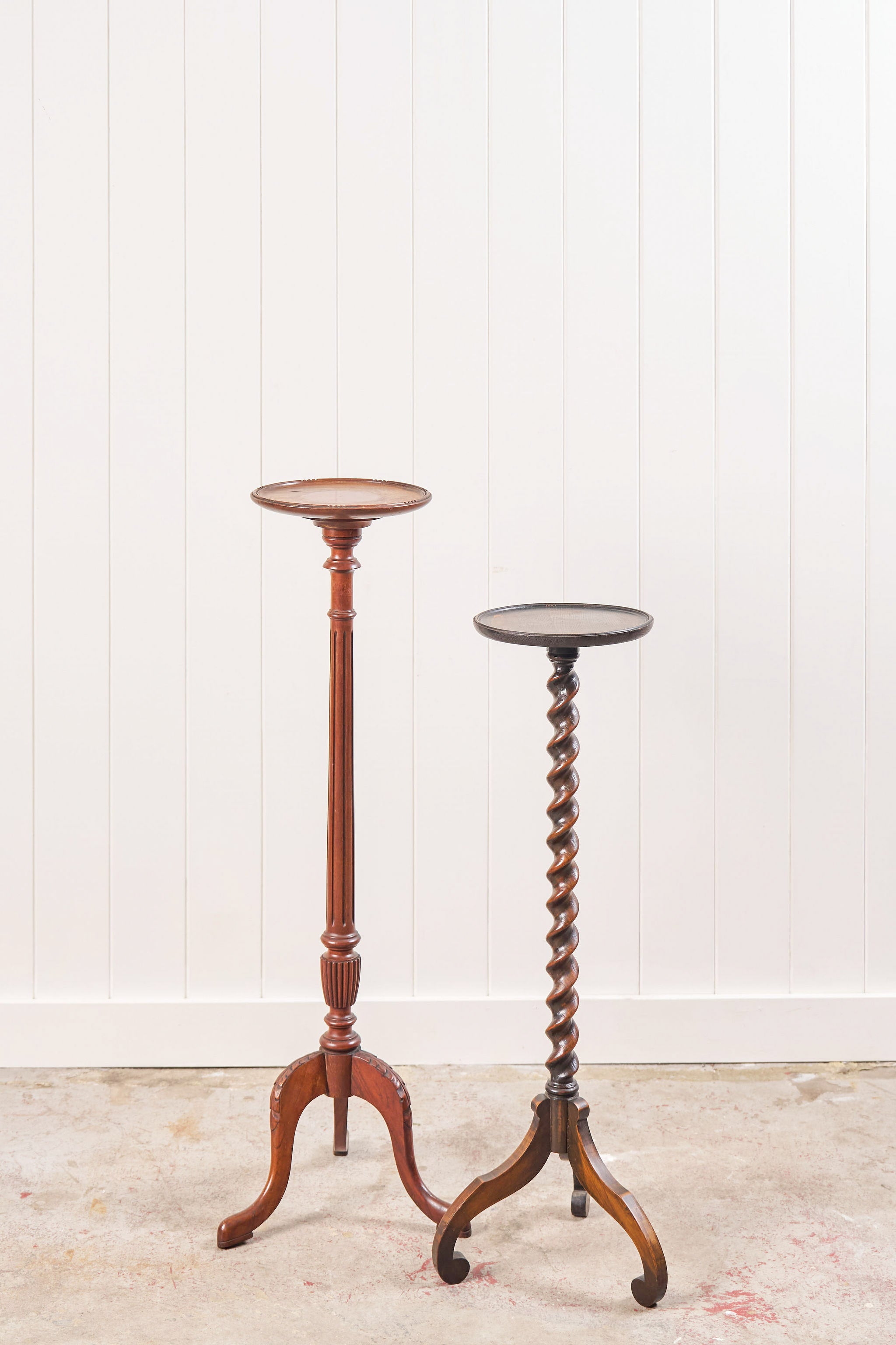 English Mahogany Fluted Column Plant Stand