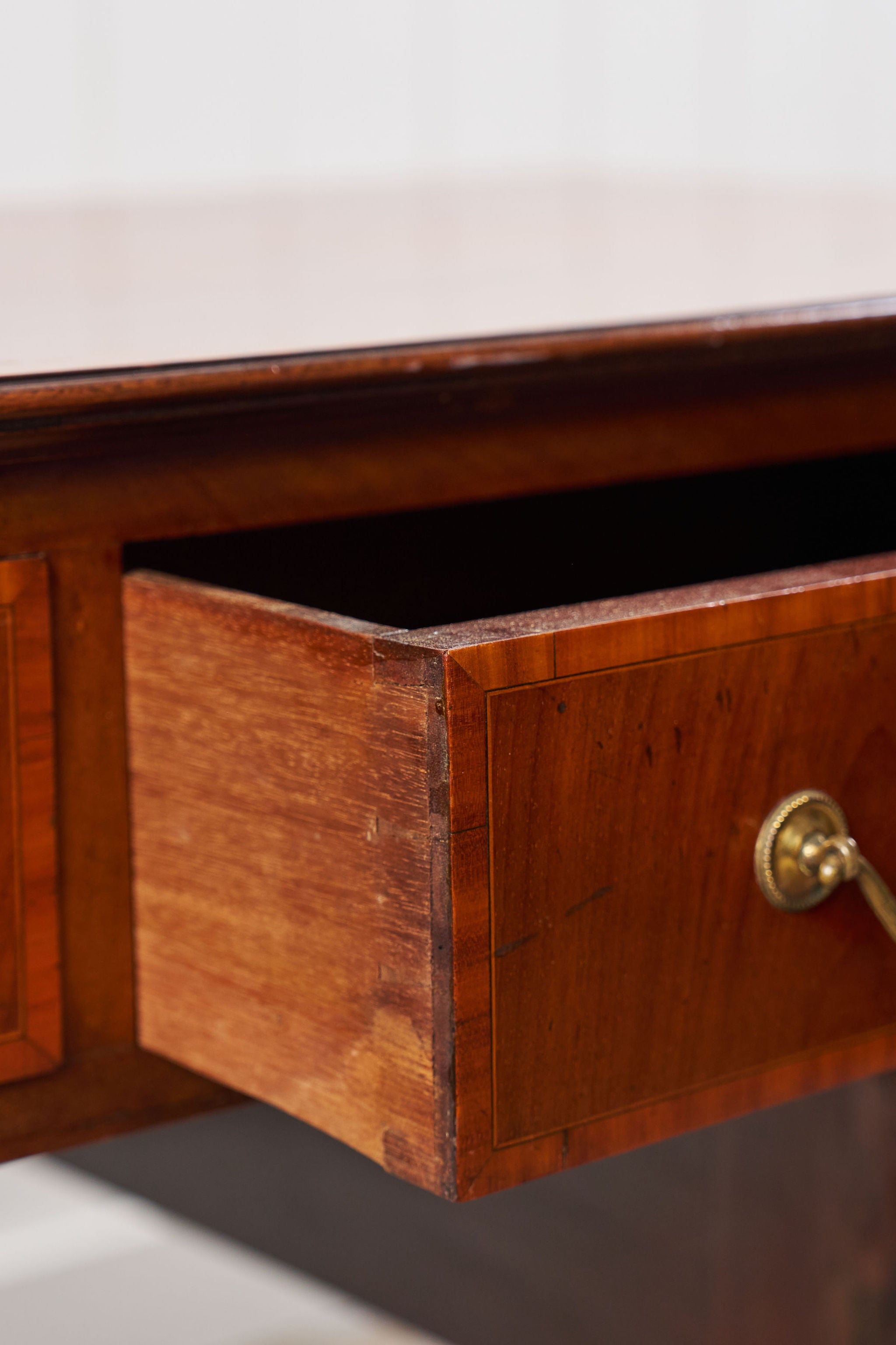 English Mahogany Inlay Knee Hole Desk