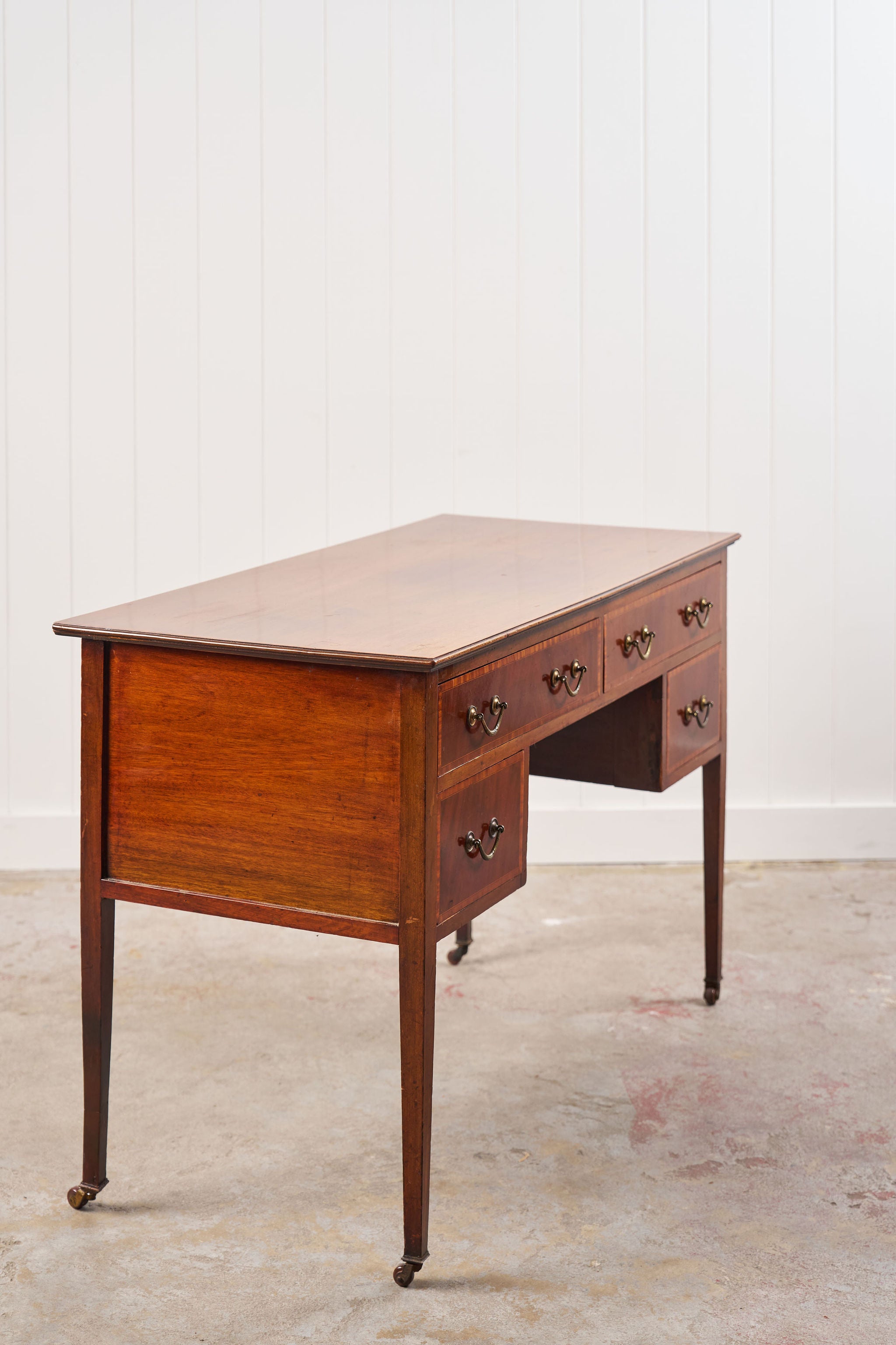 English Mahogany Inlay Knee Hole Desk