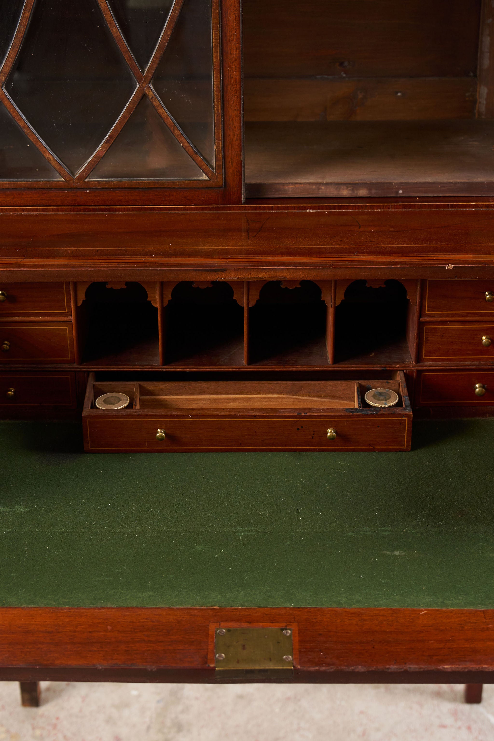 Period Sheraton Library/Display Case + Secretary (c. 1800-1810)