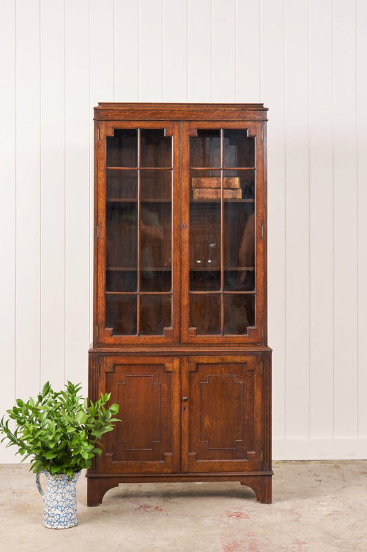 English Oak Library Display Case (c. 1930)