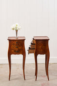 Load image into Gallery viewer, PAIR Louis XV Style Floral Marquetry Side Tables with Soft Scallop Top
