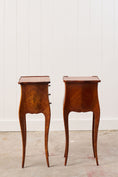 Load image into Gallery viewer, PAIR Louis XV Style Floral Marquetry Side Tables with Soft Scallop Top
