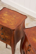 Load image into Gallery viewer, PAIR Louis XV Style Floral Marquetry Side Tables with Soft Scallop Top
