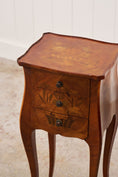 Load image into Gallery viewer, PAIR Louis XV Style Floral Marquetry Side Tables with Soft Scallop Top
