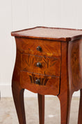 Load image into Gallery viewer, PAIR Louis XV Style Floral Marquetry Side Tables with Soft Scallop Top
