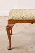 Load image into Gallery viewer, Antique Chippendale Upholstered Stool with Shell Details
