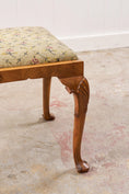 Load image into Gallery viewer, Antique Chippendale Upholstered Stool with Shell Details
