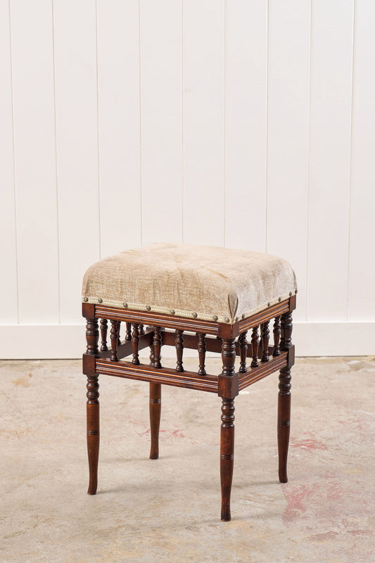 Small Edwardian Upholstered Piano Stool