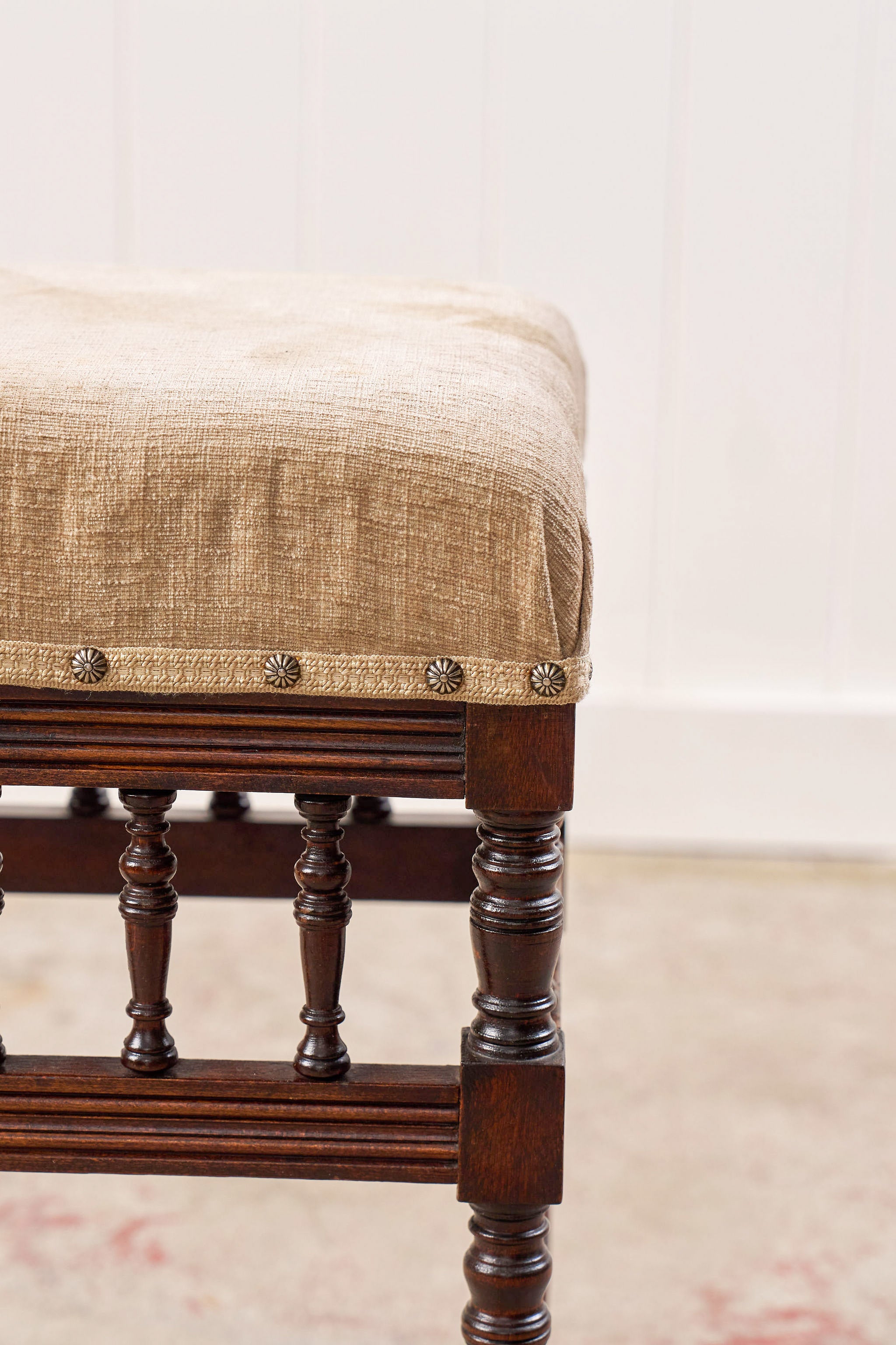 Small Edwardian Upholstered Piano Stool