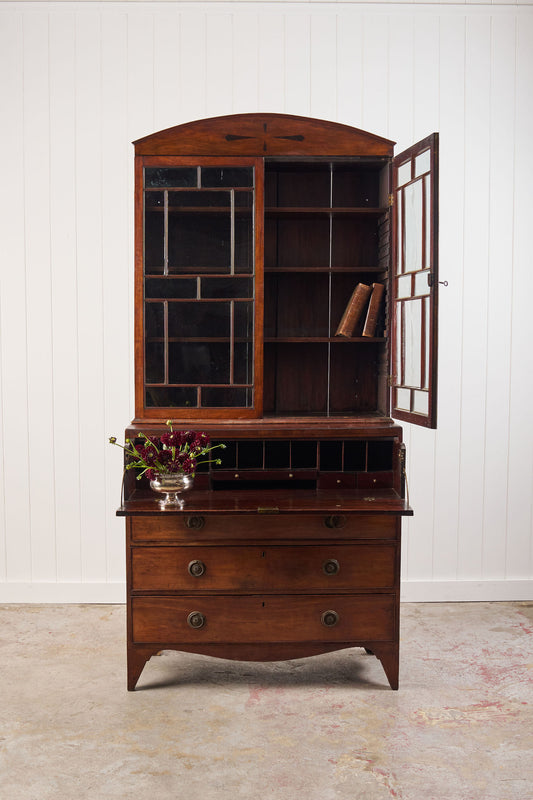 Regency Mahogany Secretaire Bookcase with Arched Cornice (c. 1820)