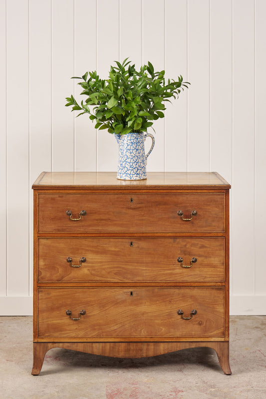 Edwardian Oak 3-Drawer Chest with Ebony Inlay