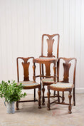 Load image into Gallery viewer, Set of 4 | English Carved Back Chairs with Turned Front Legs + Colorful Fabric
