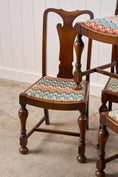 Load image into Gallery viewer, Set of 4 | English Carved Back Chairs with Turned Front Legs + Colorful Fabric
