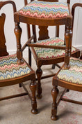 Load image into Gallery viewer, Set of 4 | English Carved Back Chairs with Turned Front Legs + Colorful Fabric
