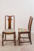 Load image into Gallery viewer, Set of 4 | English Carved Back Chairs with Turned Front Legs + Colorful Fabric
