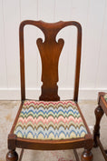 Load image into Gallery viewer, Set of 4 | English Carved Back Chairs with Turned Front Legs + Colorful Fabric
