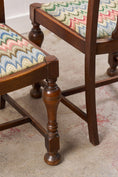 Load image into Gallery viewer, Set of 4 | English Carved Back Chairs with Turned Front Legs + Colorful Fabric
