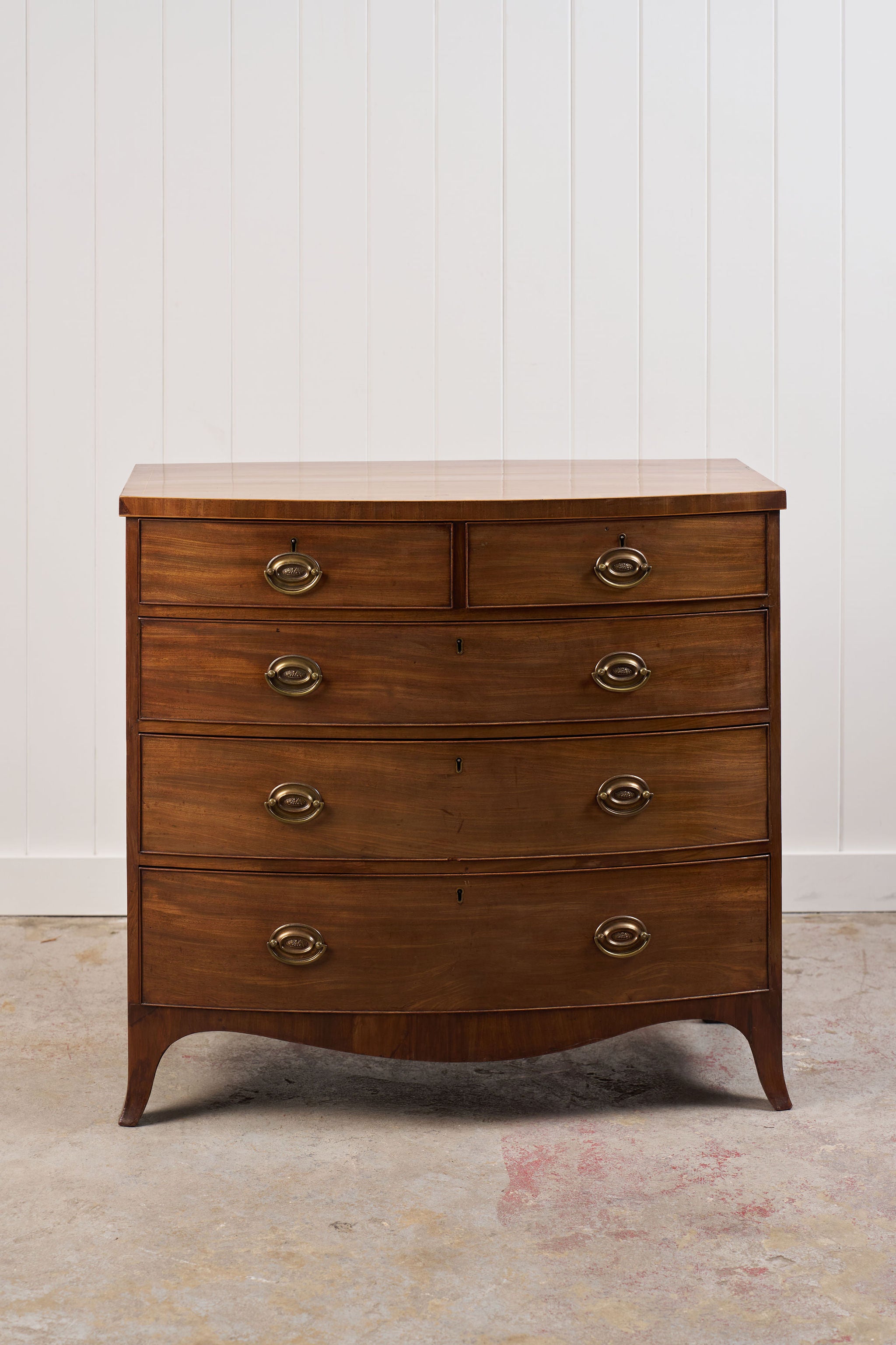 Victorian Mahogany Bow Front Chest on Splay Feet