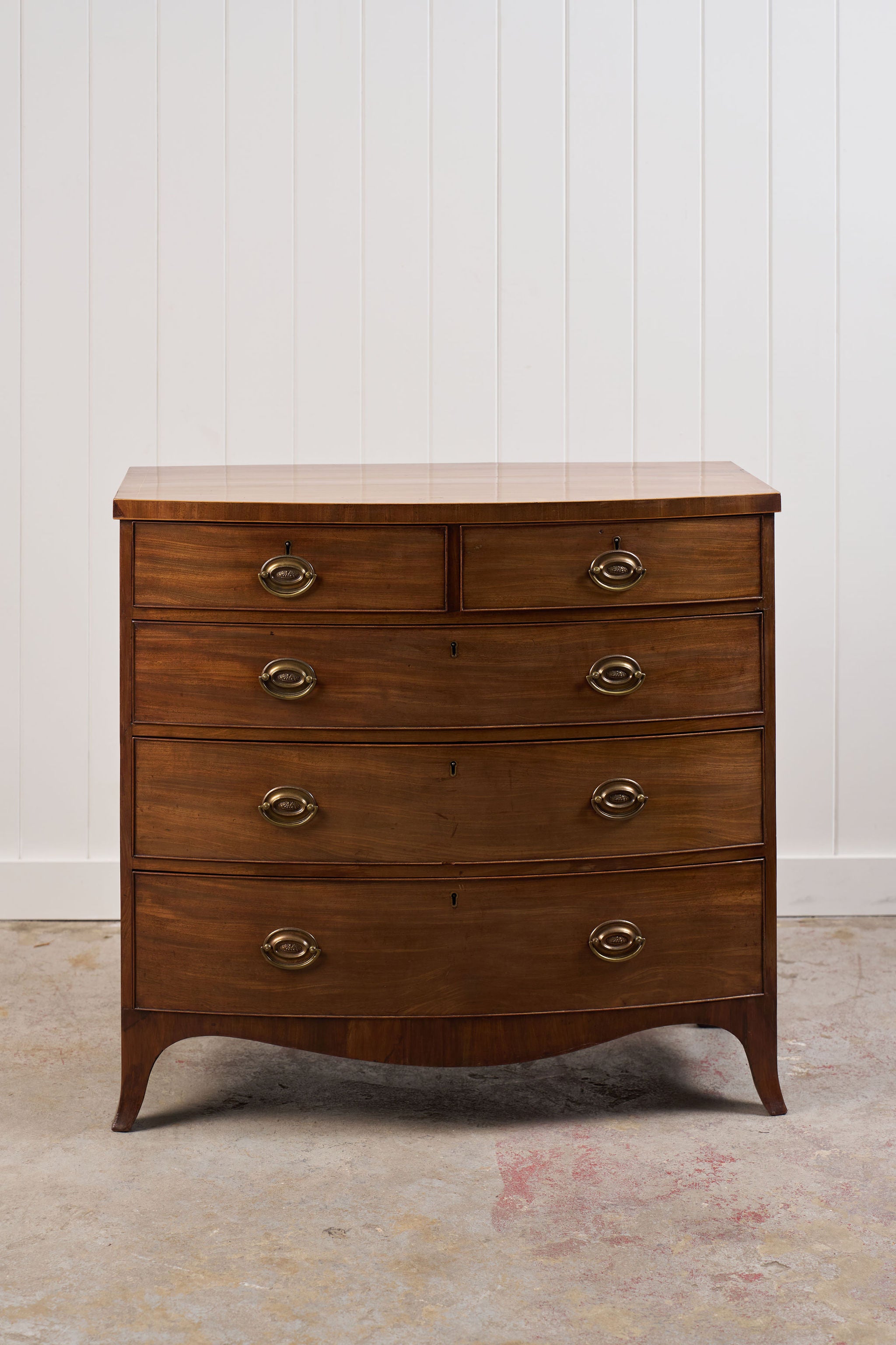 Victorian Mahogany Bow Front Chest on Splay Feet
