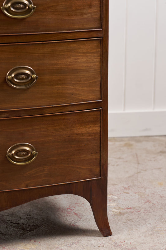Victorian Mahogany Bow Front Chest on Splay Feet