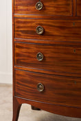 Load image into Gallery viewer, 19th Century English Mahogany 2 Over 3 Bow Front Chest with Rope Detail Ring Pulls
