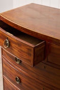 Load image into Gallery viewer, 19th Century English Mahogany 2 Over 3 Bow Front Chest with Rope Detail Ring Pulls
