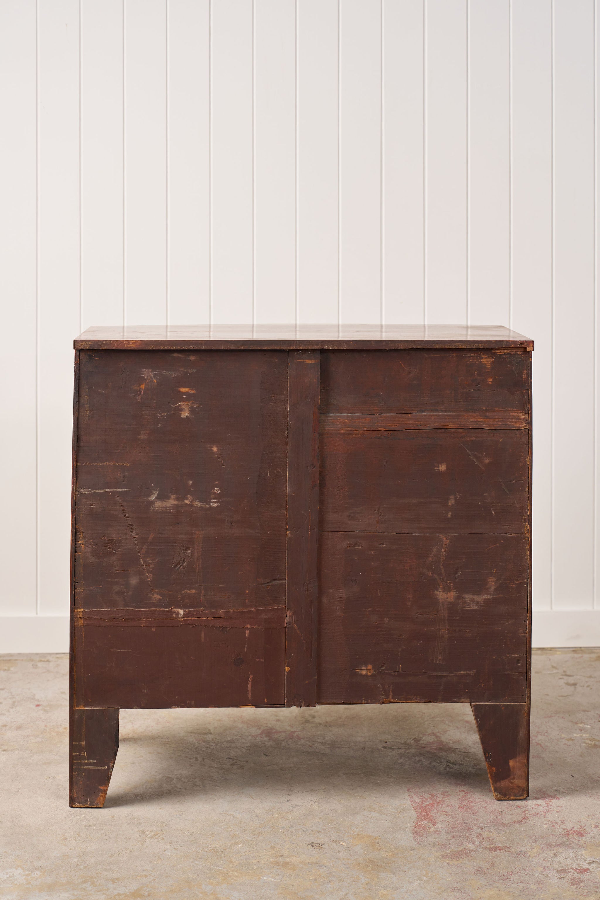 19th Century English Mahogany 2 Over 3 Bow Front Chest with Rope Detail Ring Pulls