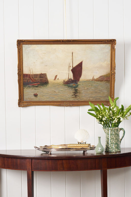 Signed + Dated Oil on Canvas by Alexander Mortimer (British; d.1896) | 'Entering a Harbour'