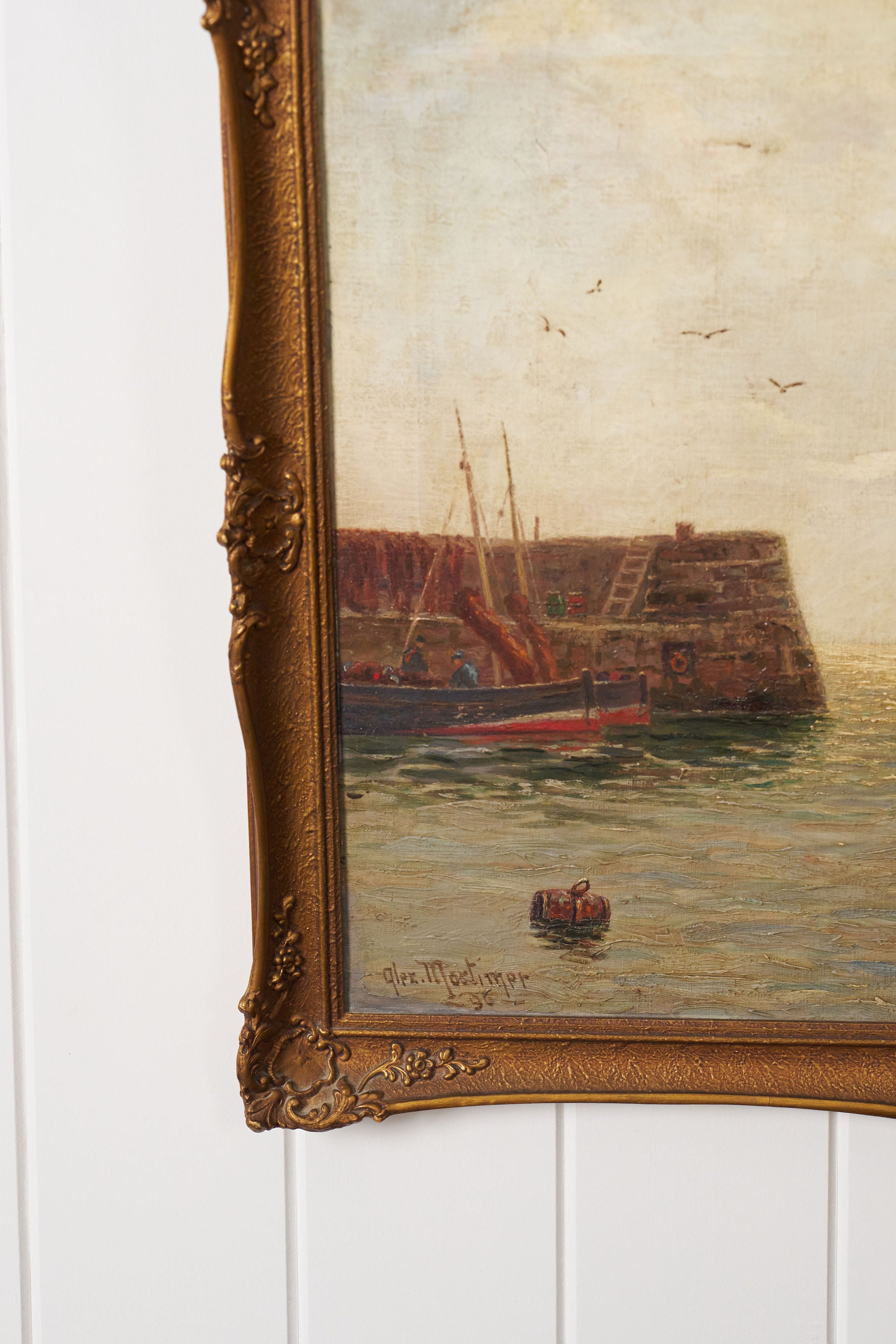 Signed + Dated Oil on Canvas by Alexander Mortimer (British; d.1896) | 'Entering a Harbour'