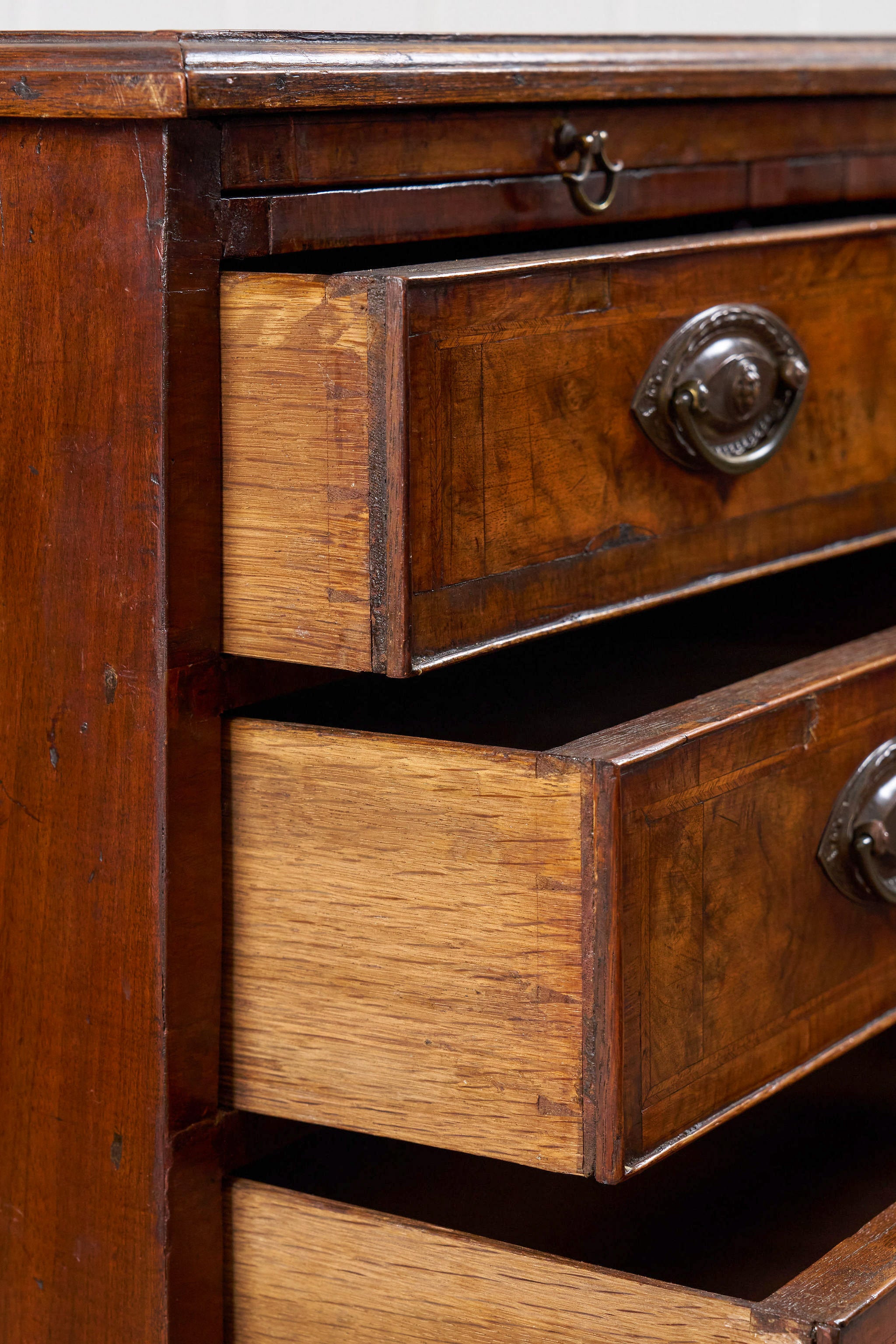 18th Century English Walnut Bachelor’s Chest with Original Pulls + Sliding Table (c. 1740)
