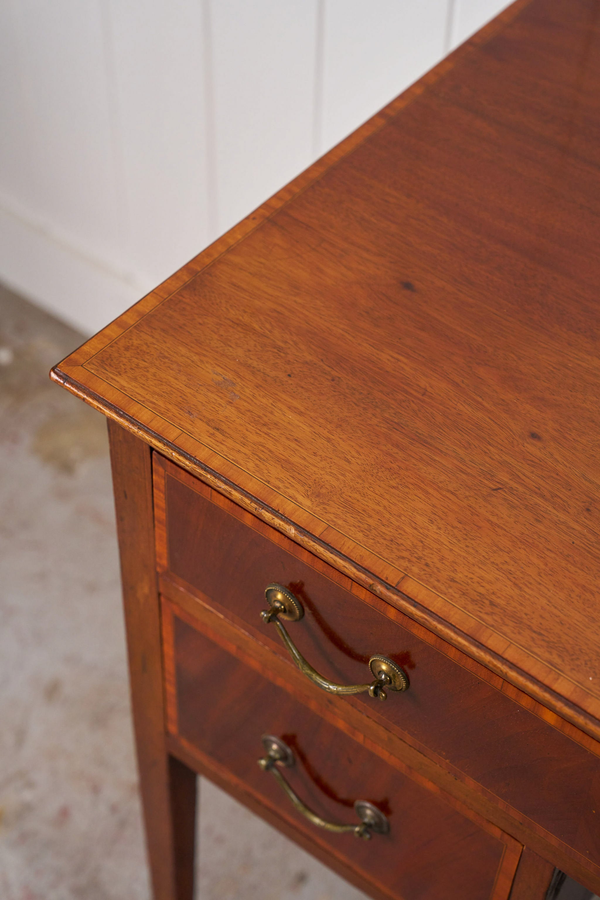 English Mahogany Inlay Knee Hole Desk