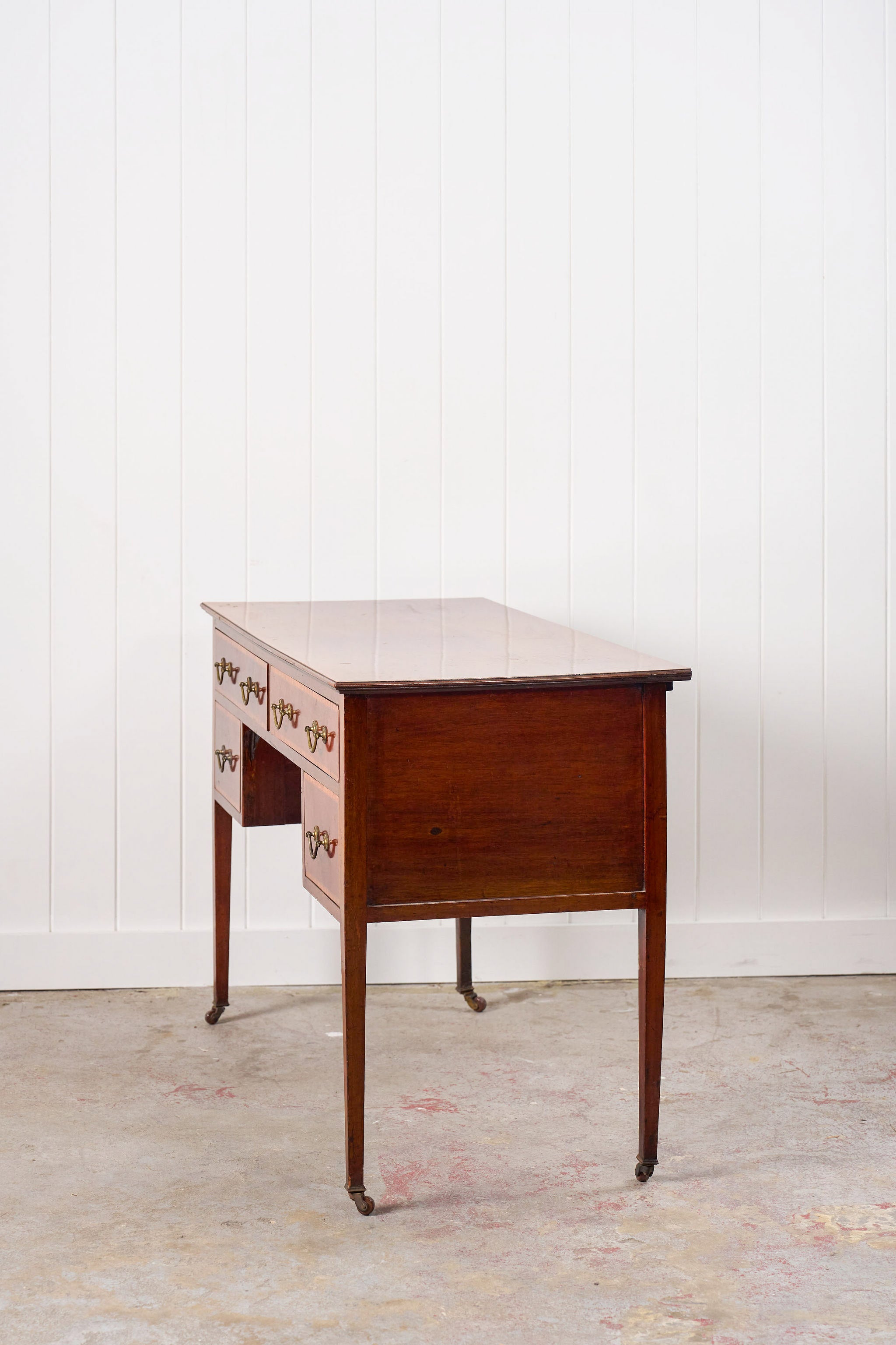 English Mahogany Inlay Knee Hole Desk