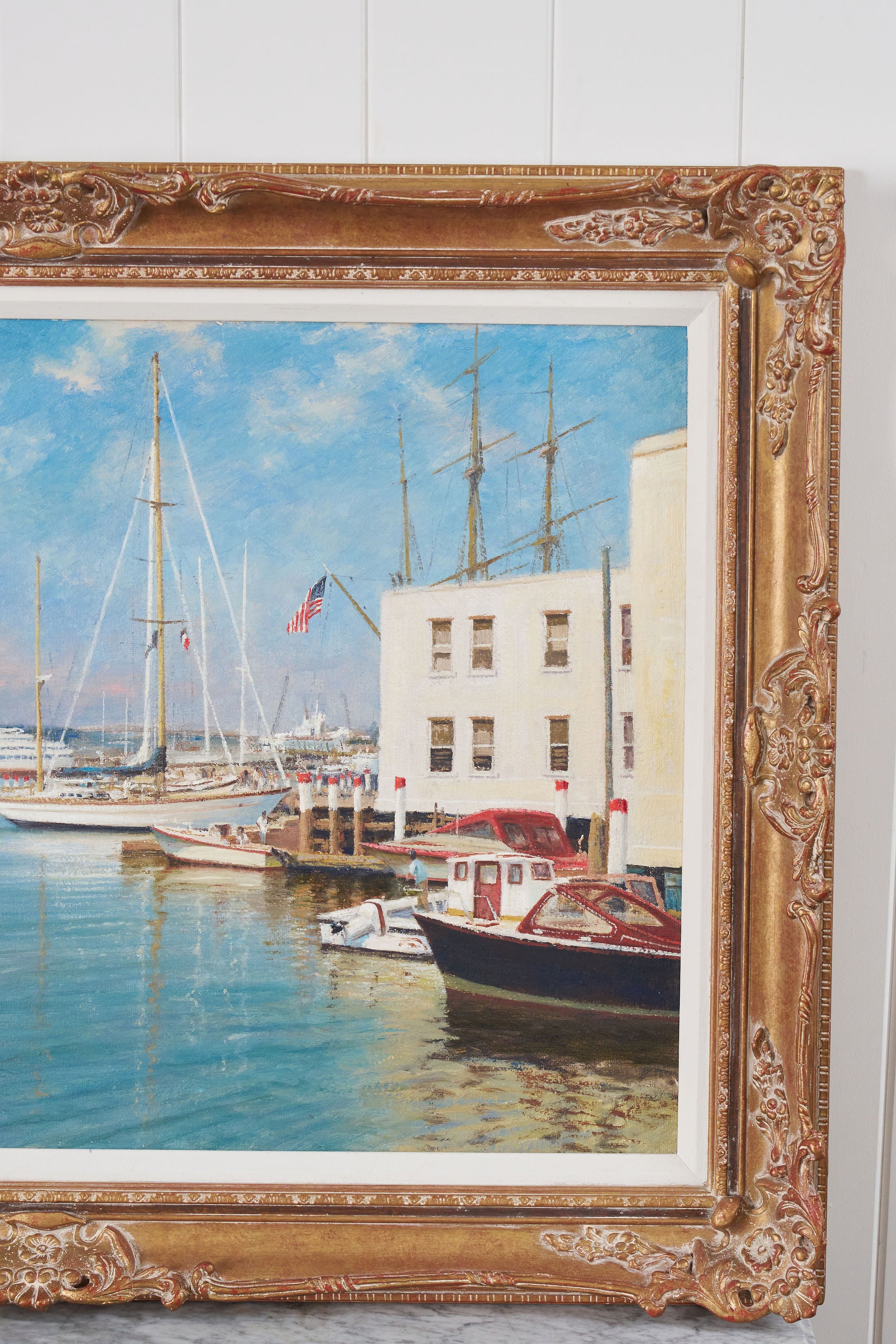Signed Oil on Board by Kenneth Raymond Denton (British; 1932–2024) | 'The Harbour at Newport, RI'