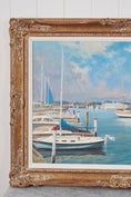 Load image into Gallery viewer, Signed Oil on Board by Kenneth Raymond Denton (British; 1932–2024) | 'The Harbour at Newport, RI'
