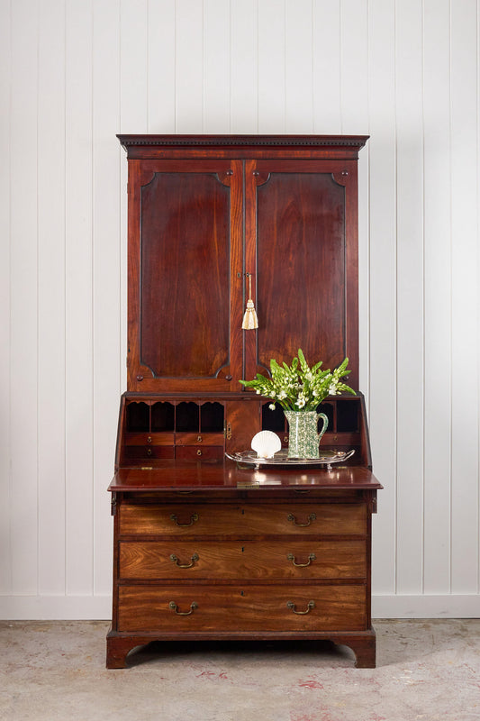 18th Century English Mahogany Bureau Bookcase (c. 1780)